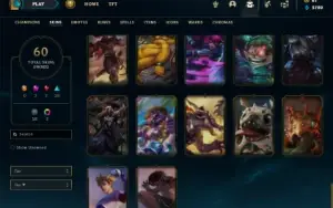 Bronze 3 com 90 Champs e 60 Skins + 2 Prestigio da Vayne