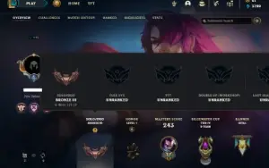 Bronze 3 com 90 Champs e 60 Skins + 2 Prestigio da Vayne