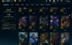 Bronze 3 com 90 Champs e 60 Skins + 2 Prestigio da Vayne