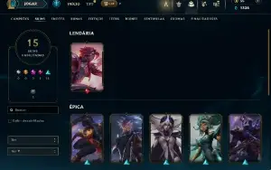Unranked com 65 Champs e 15 Skins