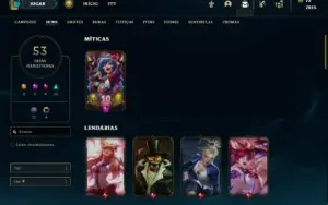Conta Unranked com 85 Champs e 53 Skins + 8 Espolios