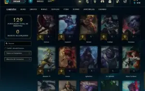 Conta Unranked com 50 Champs e 26 Skins
