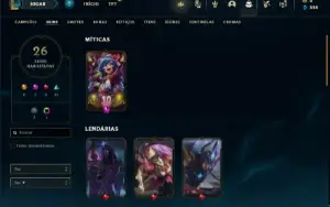 Conta Unranked com 50 Champs e 26 Skins