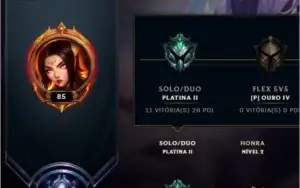 Conta Platina 2 65 skins 96 champs, ex diamond 4