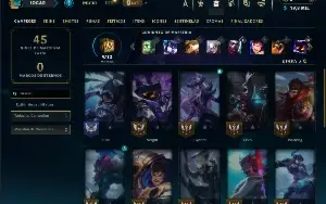Mestre com 25 Champs e 15 Fragmentos de Skins