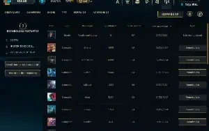 Mestre com 25 Champs e 15 Fragmentos de Skins