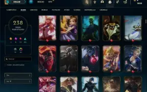 Conta Unranked com 150 Champs e 238 Skins ( MAIN ADC )
