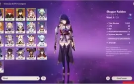 RAIDEN⚡ + ZHONGLI🌑 + DILUC🔥 + Catalisador 5⭐ - AR 30