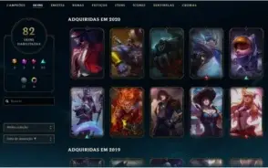 VENDO CONTA 82 SKINS,86 CHAMPIONS LVL 218 OURO 1