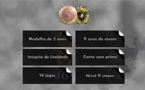 9 anos Steam, 14 Jogos, Insignia Lealdade e Medalha 5 anos