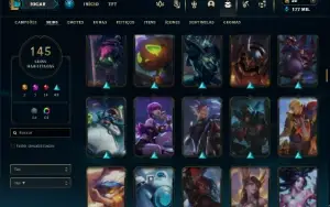 Unranked com TODOS os champs e 145 Skins + 5 Vitoriosas