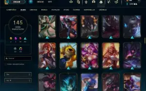 Unranked com TODOS os champs e 145 Skins + 5 Vitoriosas