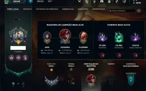 Conta prata 4 com 90 Champs e 116 Skins + 1,3kk de Katarina