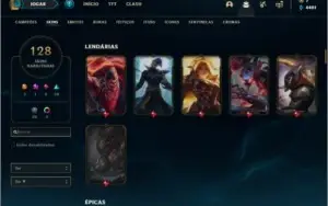Conta Ouro de 128 skins e 135 champs, honra 4