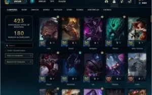 Conta Ouro de 128 skins e 135 champs, honra 4
