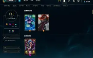 Conta Unranked com 140 Champs e 115 Skins + 2 Ultimates