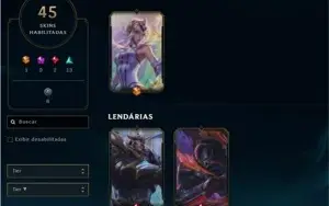 Conta League of Legends LOL - 80 heróis, 45 skins - RP + TFT