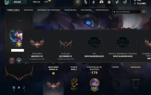 Bronze 3 com 75 Champs e 150 Skins + 4 Ultimates