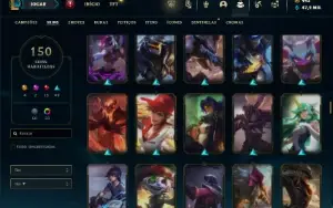 Bronze 3 com 75 Champs e 150 Skins + 4 Ultimates