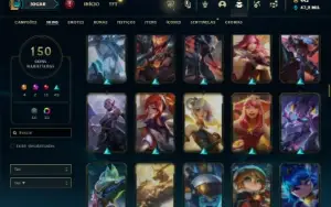 Bronze 3 com 75 Champs e 150 Skins + 4 Ultimates