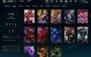 Bronze 3 com 75 Champs e 150 Skins + 4 Ultimates