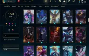 Bronze 3 com 75 Champs e 150 Skins + 4 Ultimates