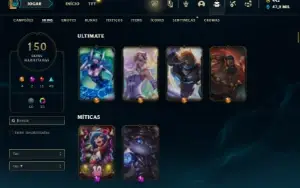 Bronze 3 com 75 Champs e 150 Skins + 4 Ultimates