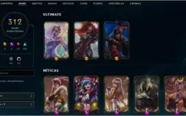 Conta de LoL c/ 312 skins, Diamante ll.
