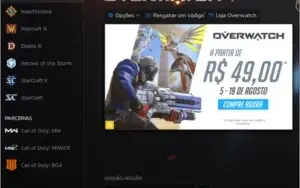 Conta Blizzard - Varios jogos com char top + Saldo de 180,00
