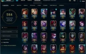 League of Legends, LVL 328, Platina 1, 166 Skins