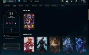 Conta ouro 4 com 69 champs e 38 skins