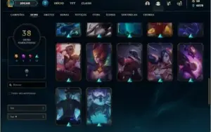 Conta ouro 4 com 69 champs e 38 skins