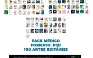 Pack 100 Artes Para Médico - Editáveis Photoshop