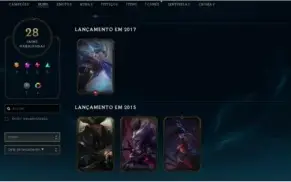 conta diamante 4 28 skins 66 campeões