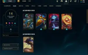 Unranked lv 27 com Kayle Juiza e Singed Pelotão Riot (raras)
