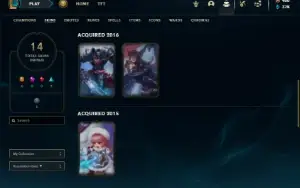 Unranked lv 27 com Kayle Juiza e Singed Pelotão Riot (raras)