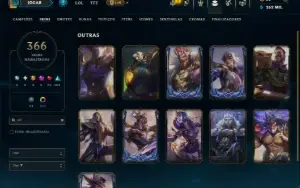Platina 2 com TODOS os Champs e 366 Skins ( JG / ADC )