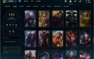 Conta prata 4 com 103 skins e 88 champs