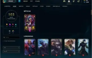 Conta prata 4 com 103 skins e 88 champs