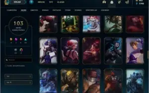 Conta prata 4 com 103 skins e 88 champs