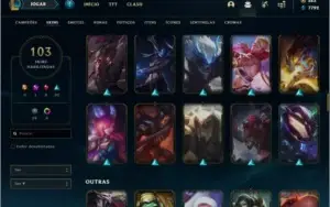 Conta prata 4 com 103 skins e 88 champs