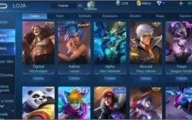 Conta Mobile Legends 66 Heróis e 65 Skins R$ 180
