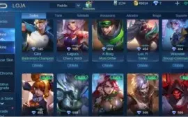 Conta Mobile Legends 66 Heróis e 65 Skins R$ 180