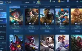 Conta Mobile Legends 66 Heróis e 65 Skins R$ 180