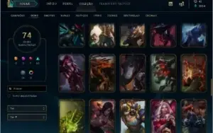 CONTA DE LOL 74 skins 98 champs