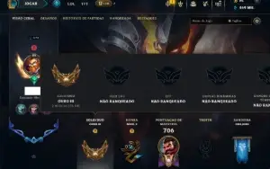 Ouro 3 com TODOS os Champs e 195 Skins ( Nivel 674 )