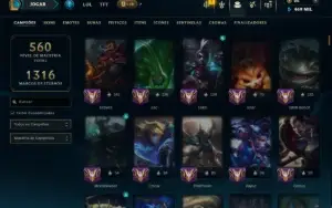 Ouro 3 com TODOS os Champs e 195 Skins ( Nivel 674 )