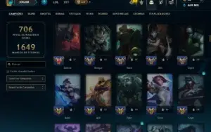 Ouro 3 com TODOS os Champs e 195 Skins ( Nivel 674 )