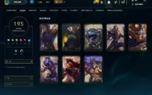 Ouro 3 com TODOS os Champs e 195 Skins ( Nivel 674 )