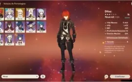 Conta Genshin AR34 Diluc, Tumulo do lobo e Atlas